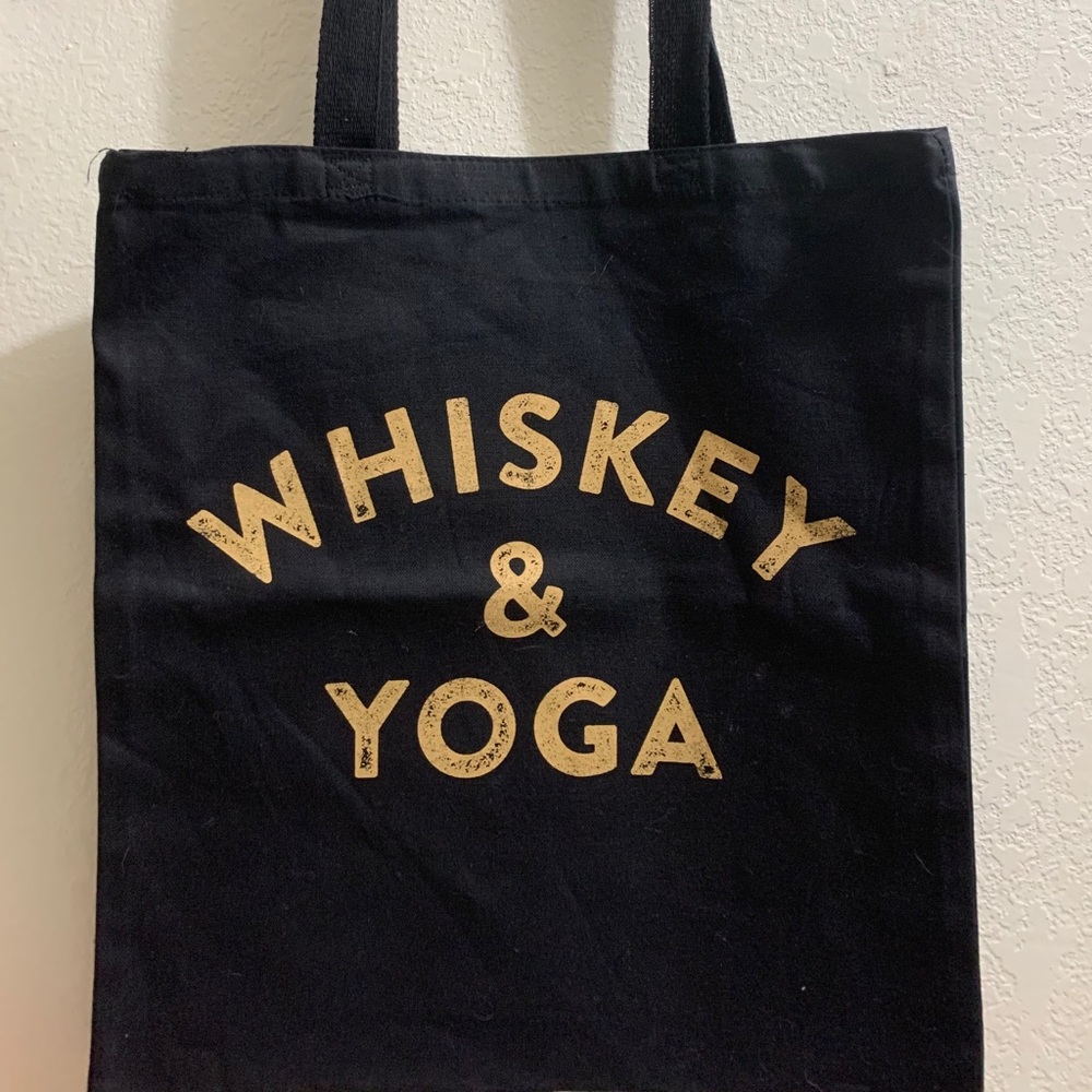 Whiskey and Yoga Black Tote